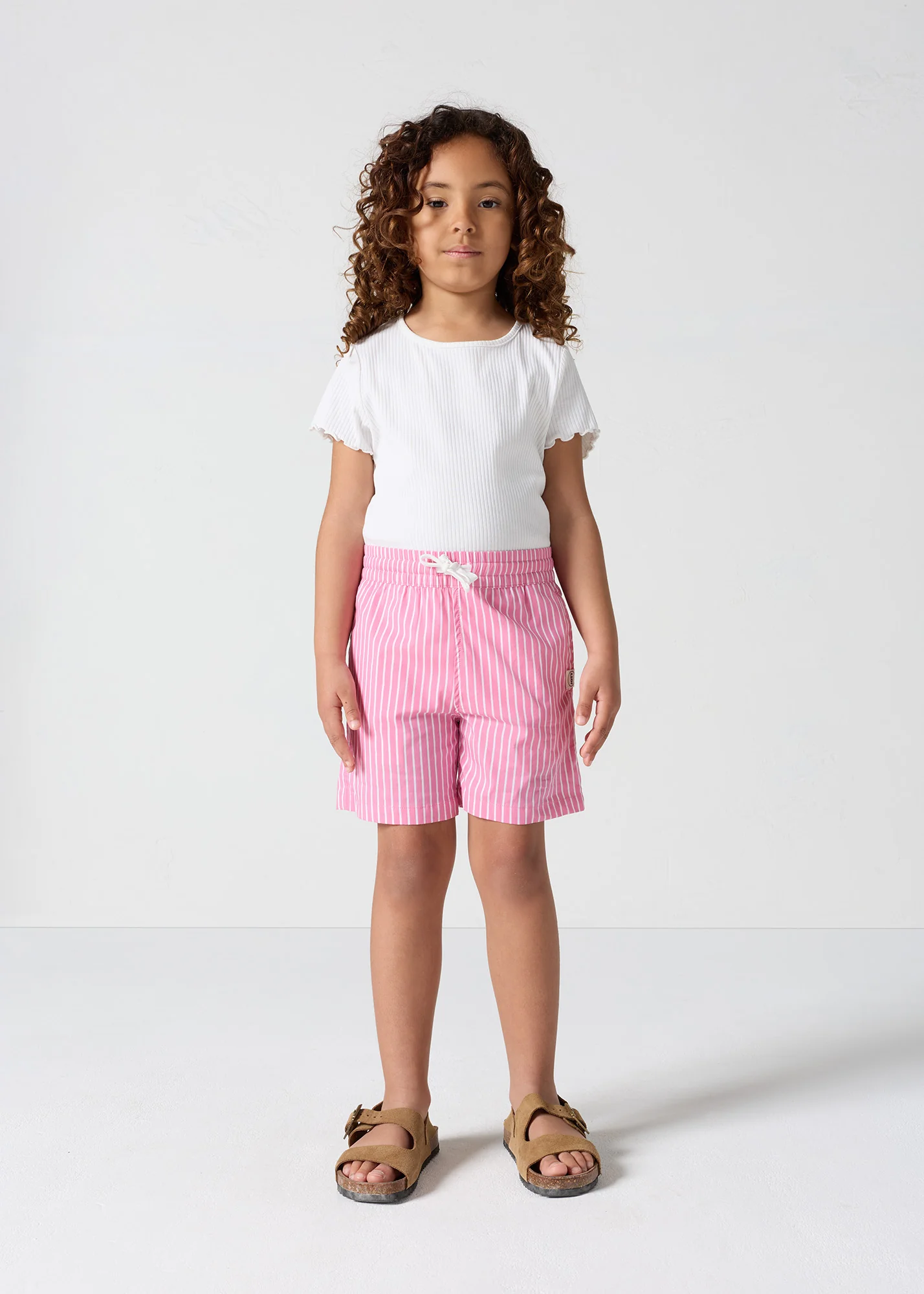 Bermuda enfant en popeline Pink antique rayé Joe stripe - Image 3