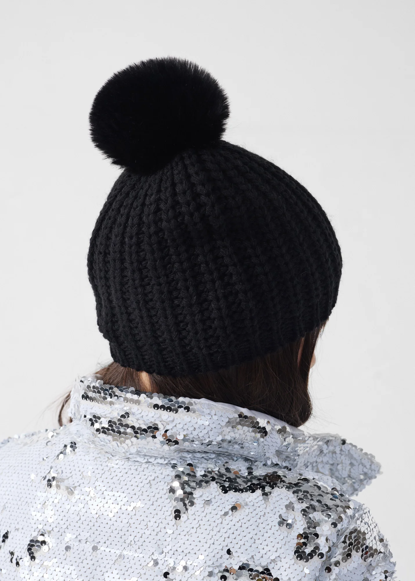 Bonnet à pompons Noir Langley - Image 3