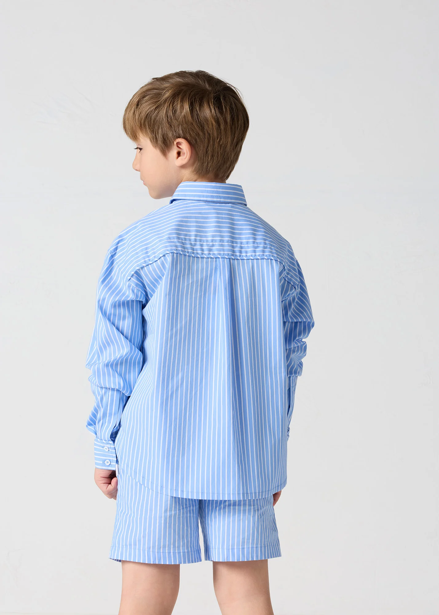 Chemise enfant en popeline Bleu céleste rayé Harold stripe - Image 3