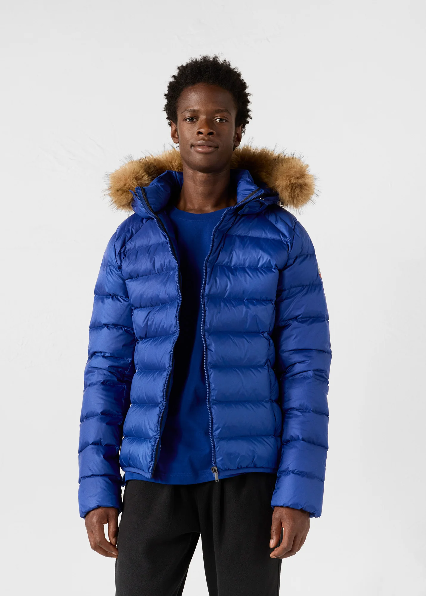 Doudoune courte à capuche Bleu cobalt Prestige - Image 3