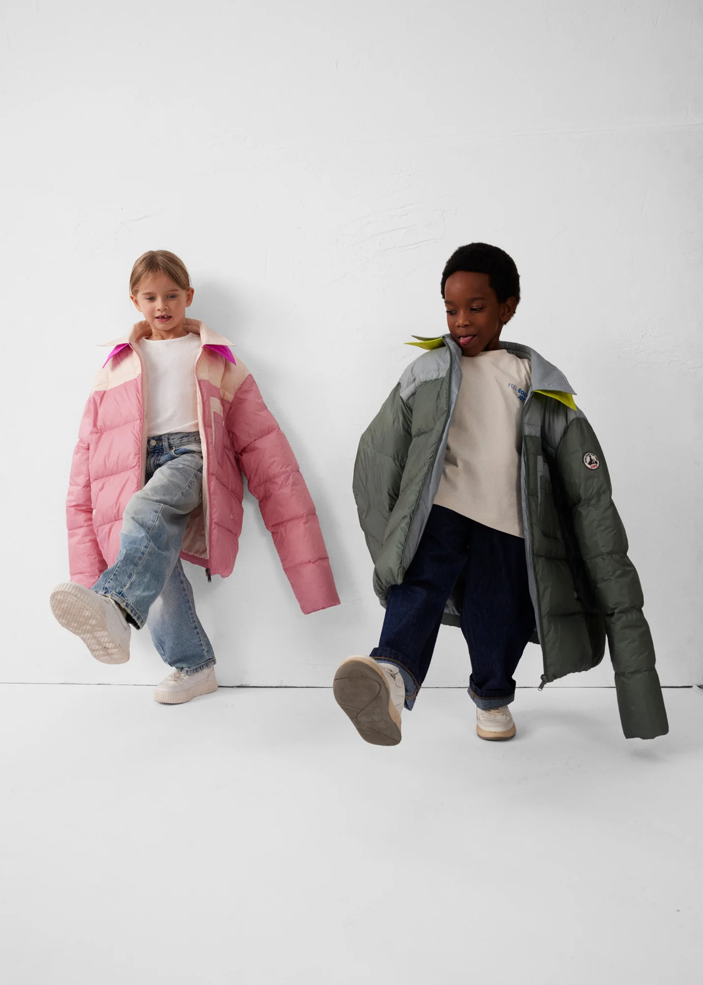Doudoune enfant bicolore contrastée Pink antique/Salty nude Orel - Image 9