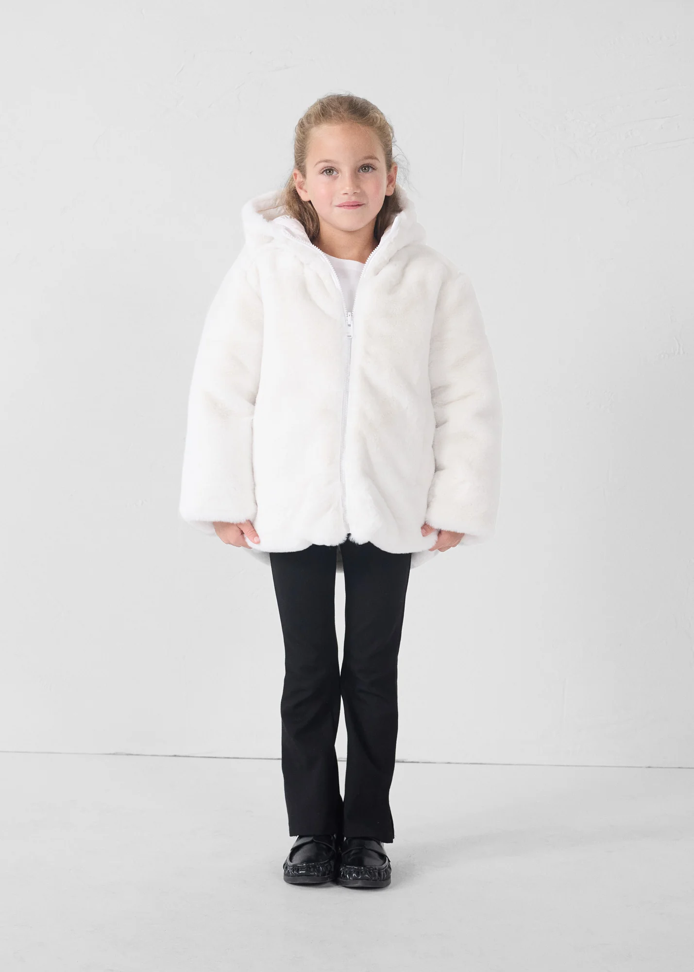 Doudoune enfant en fausse fourrure Ă capuche Blanc Agathe - Image 3