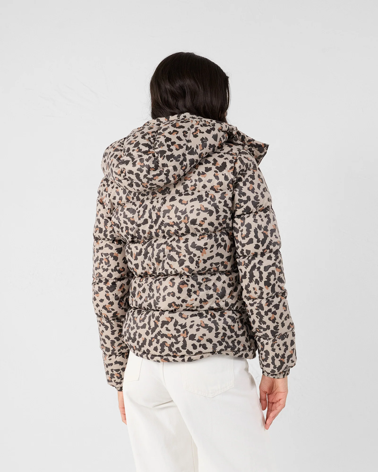Doudoune Grand Froid esprit puffer Leopard beige Prague print - Image 5