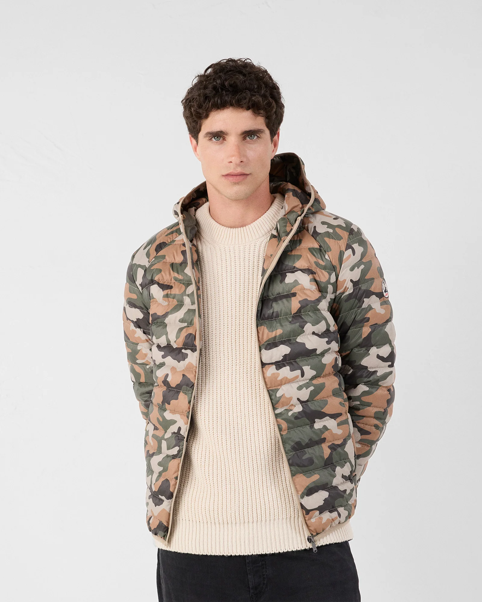 Doudoune légère à capuche Camo sucre roux Nico print
