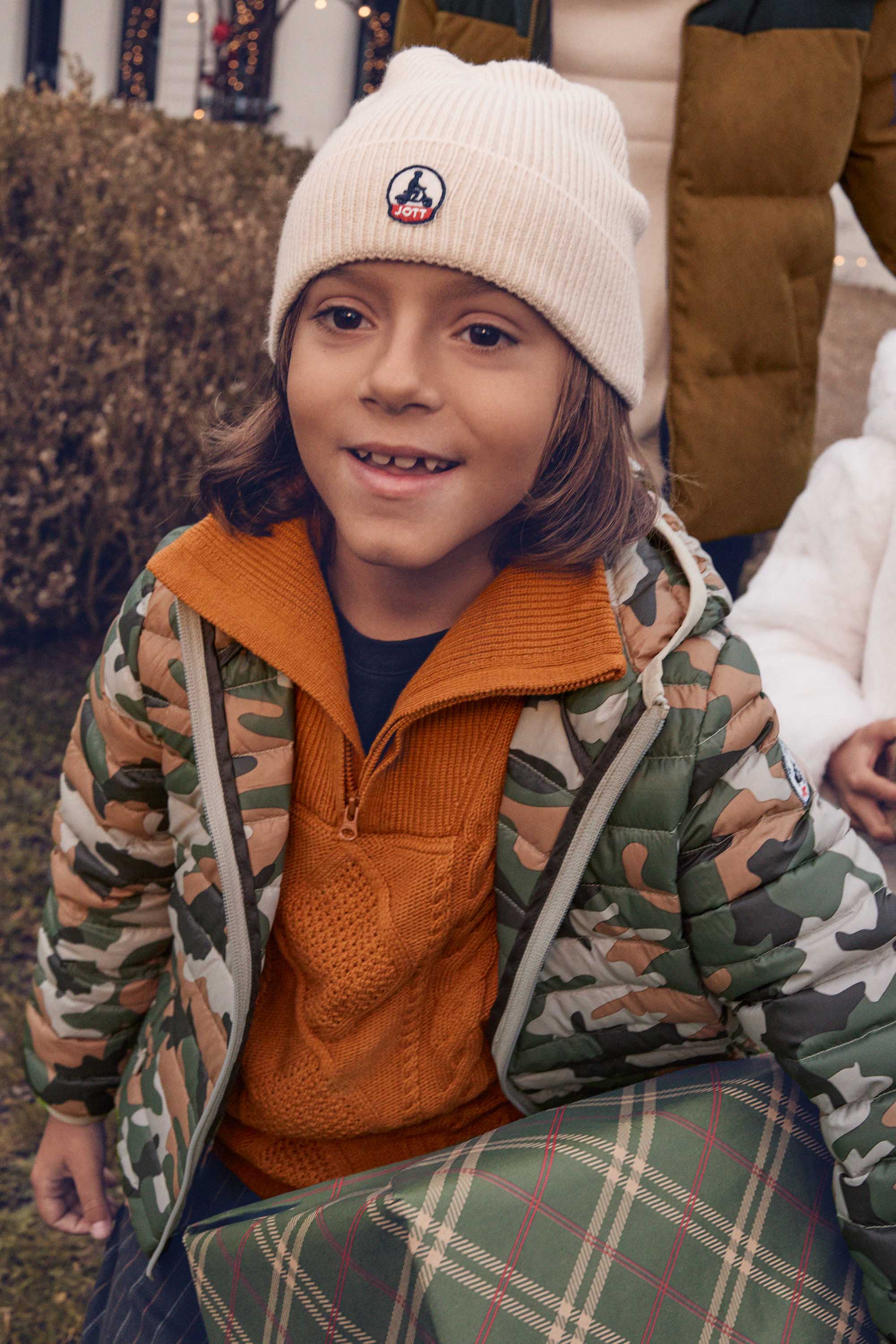 Doudoune légère à capuche enfant Camo sucre roux Hugo print