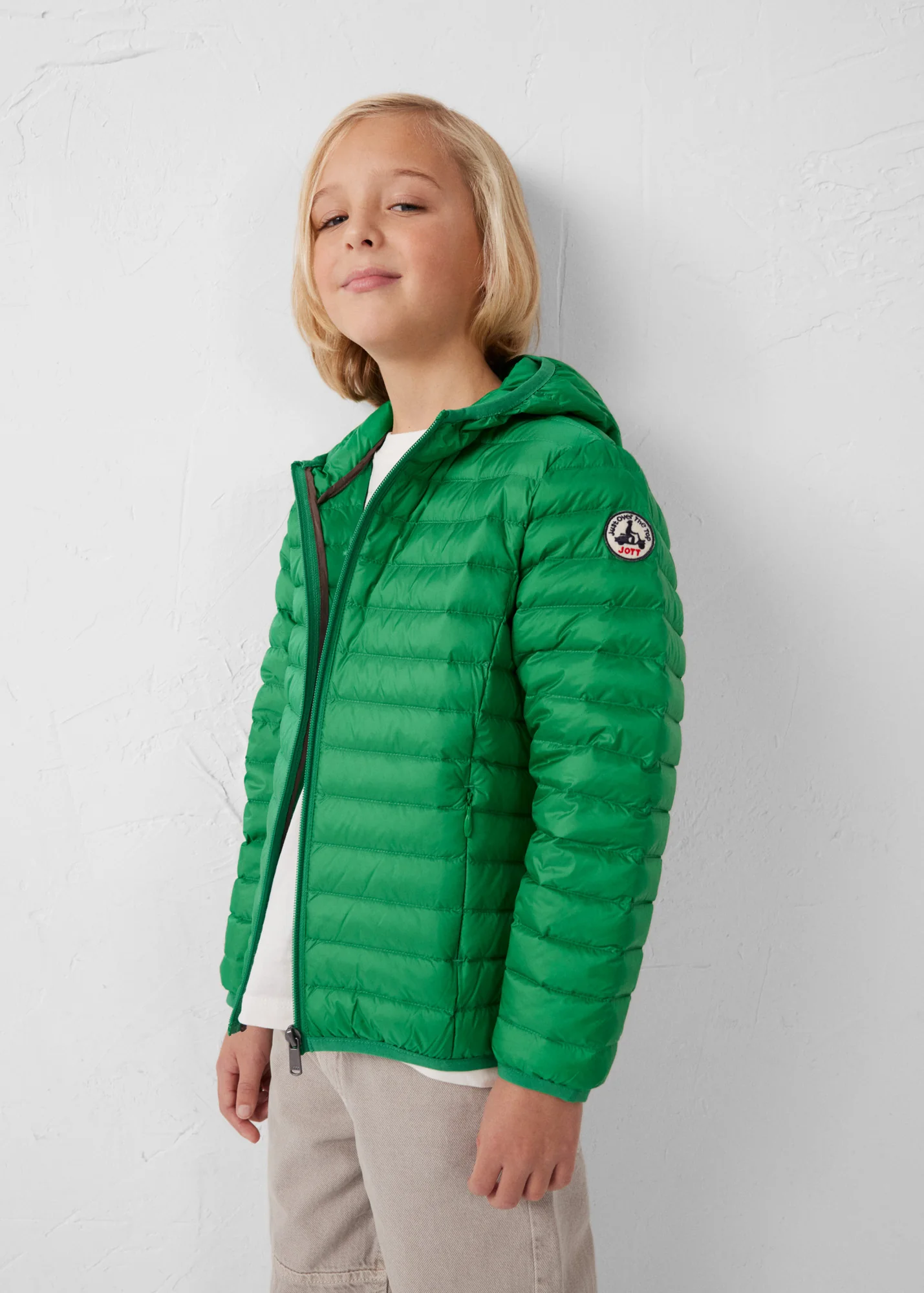 Doudoune légère à capuche enfant Vert tropical Hugo