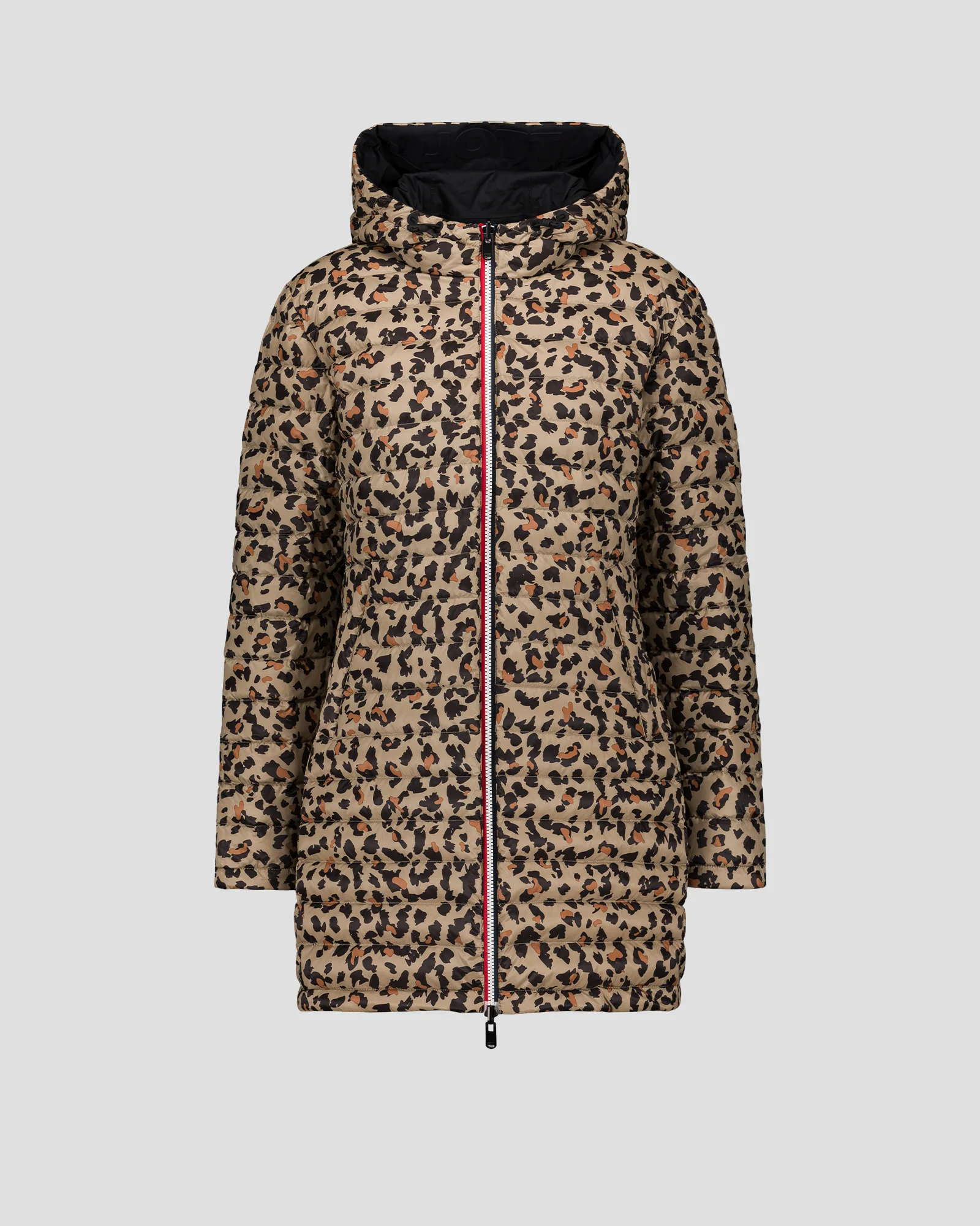 Doudoune longue réversible Noir/leopard beige Verone print - Image 7