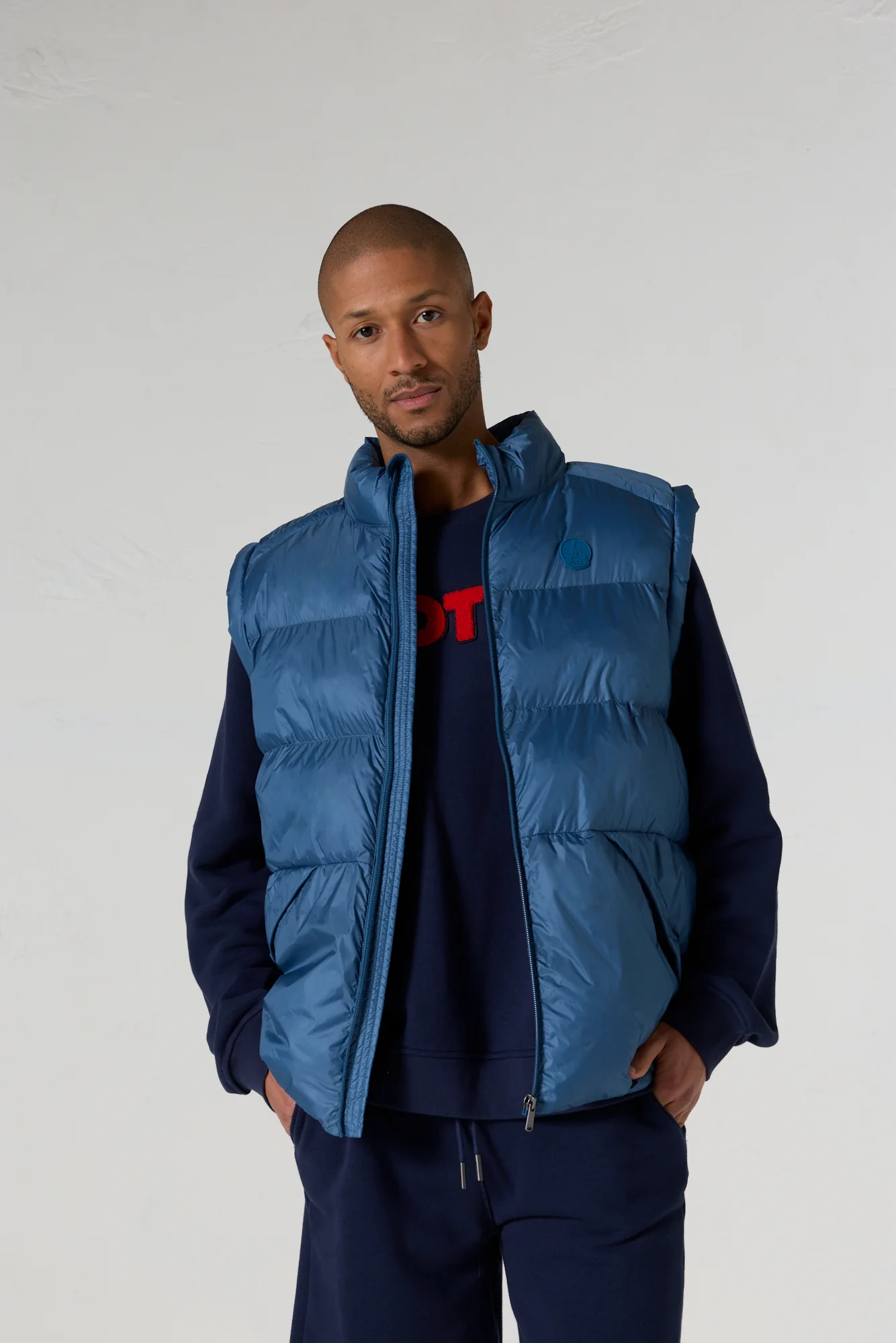 Doudoune sans manches oversize Bleu jeans Ezio - Image 4