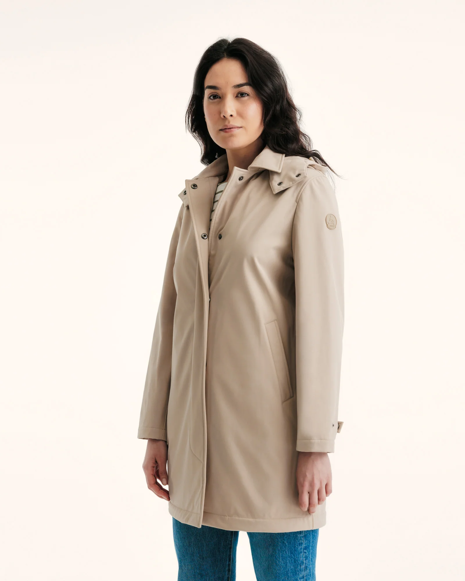 Imperméable à capuche amovible Beige Corinthe