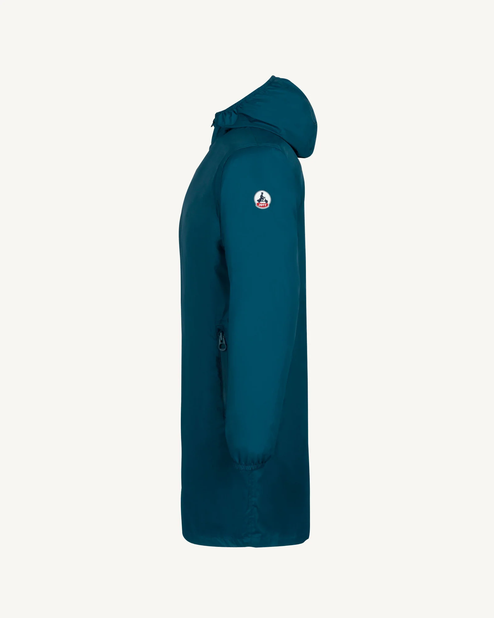 Imperméable long à capuche paquetable Bleu métal Oban - Image 2