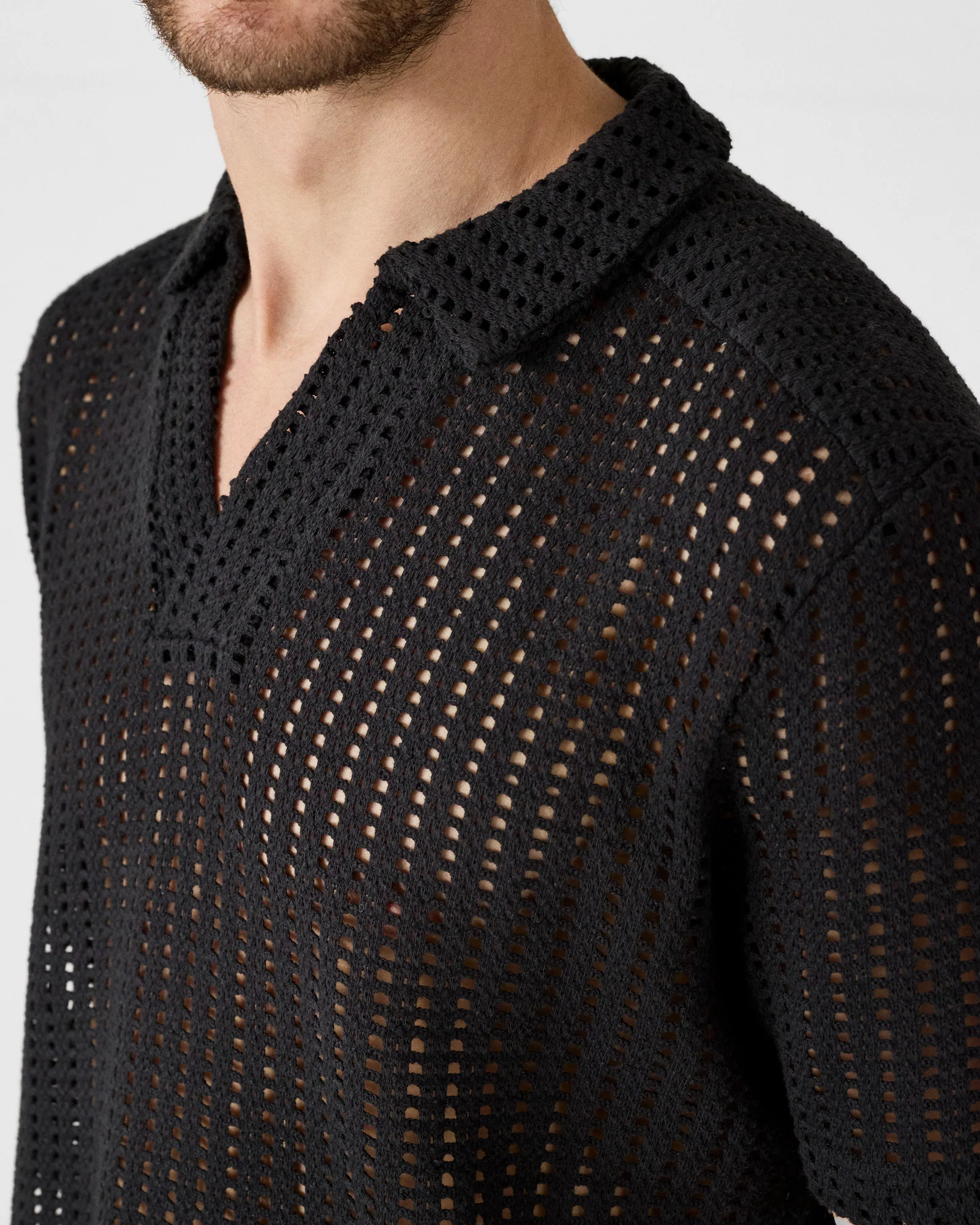 Polo en maille de coton Noir Bruno - Image 6