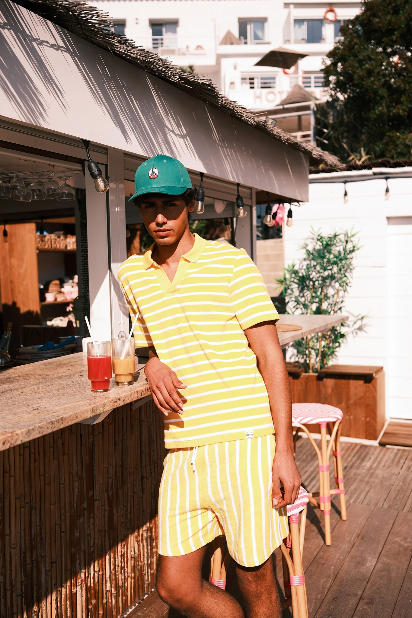 Polo éponge manches courtes Jaune abeille rayé Buggy stripe