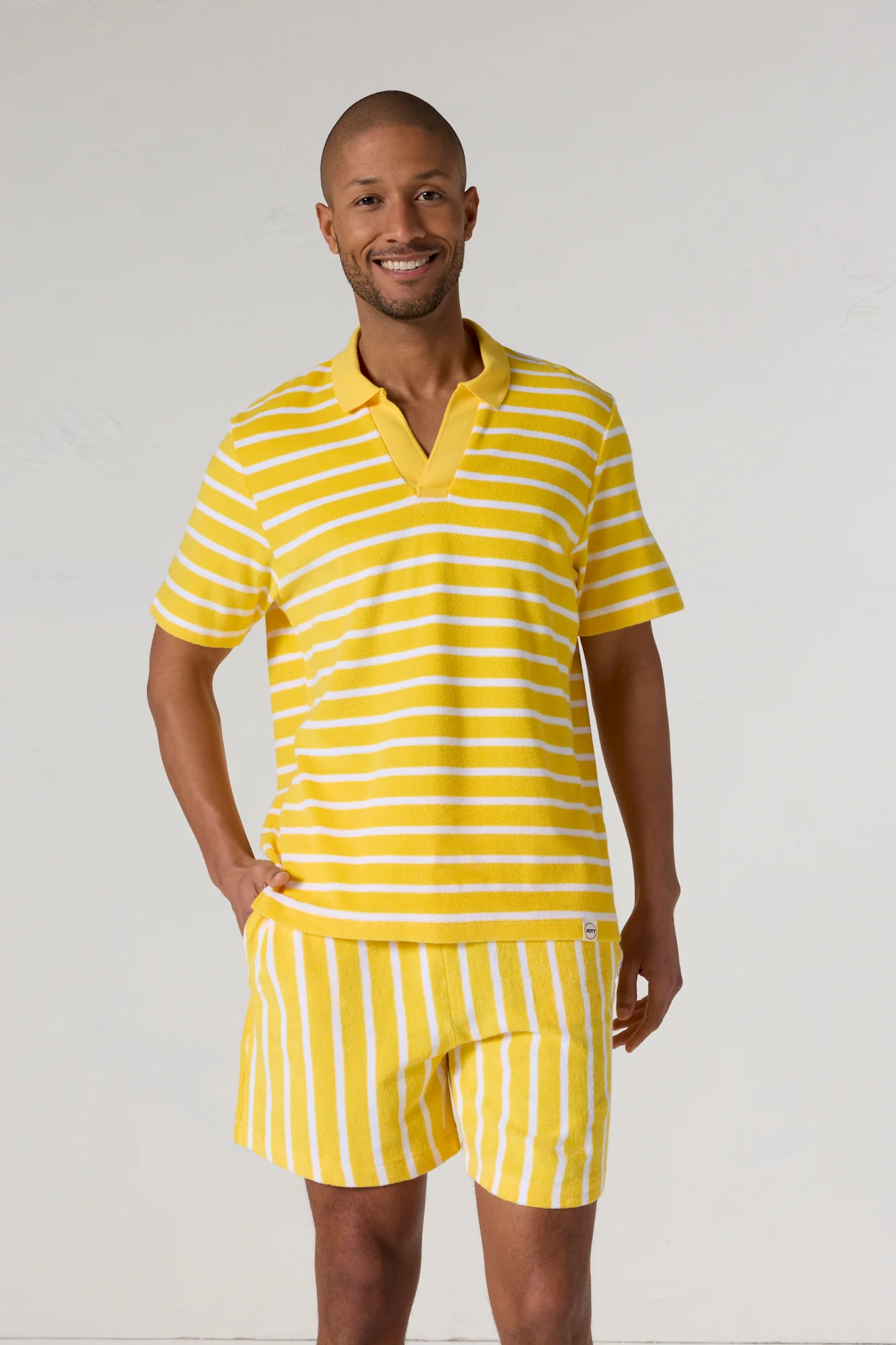 Polo éponge manches courtes Jaune abeille rayé Buggy stripe - Image 2