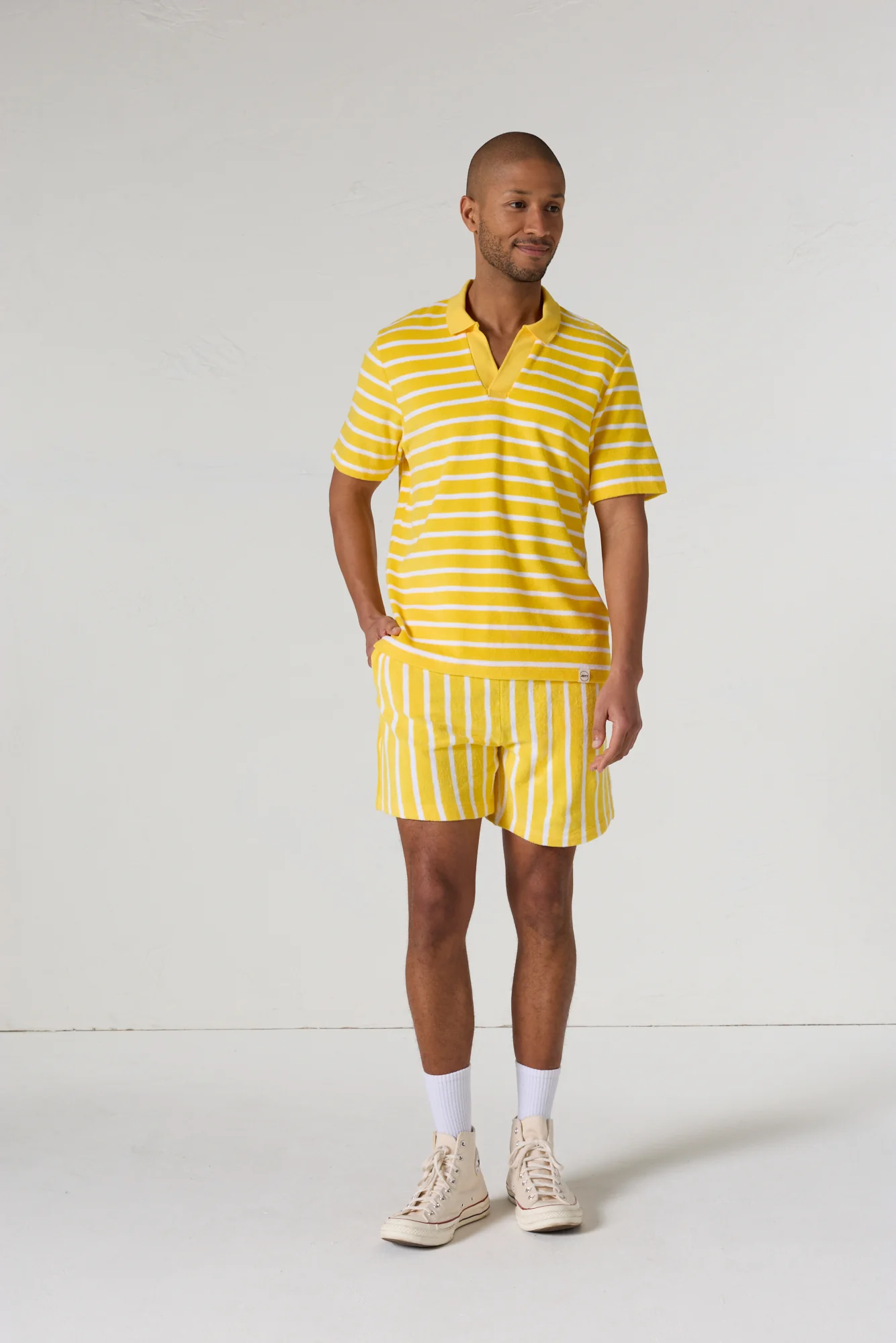 Polo éponge manches courtes Jaune abeille rayé Buggy stripe - Image 4
