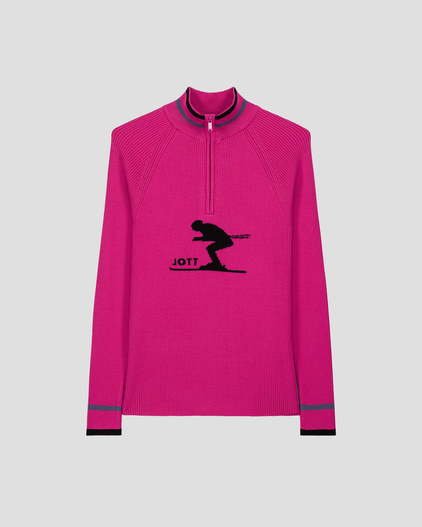 Pull côtelé col haut Rose électrique Mayt - Image 3