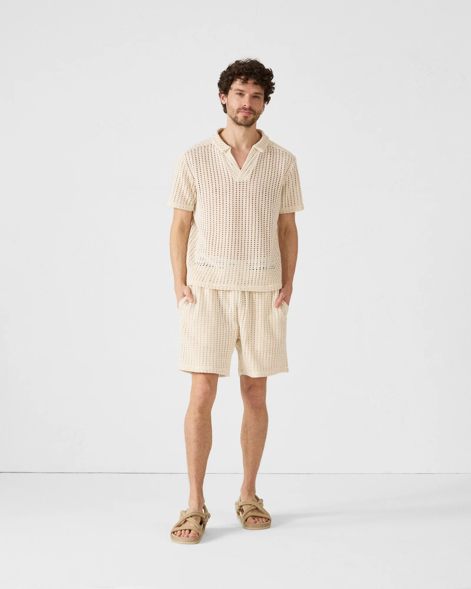 Short en maille de coton Naturel Vittorio