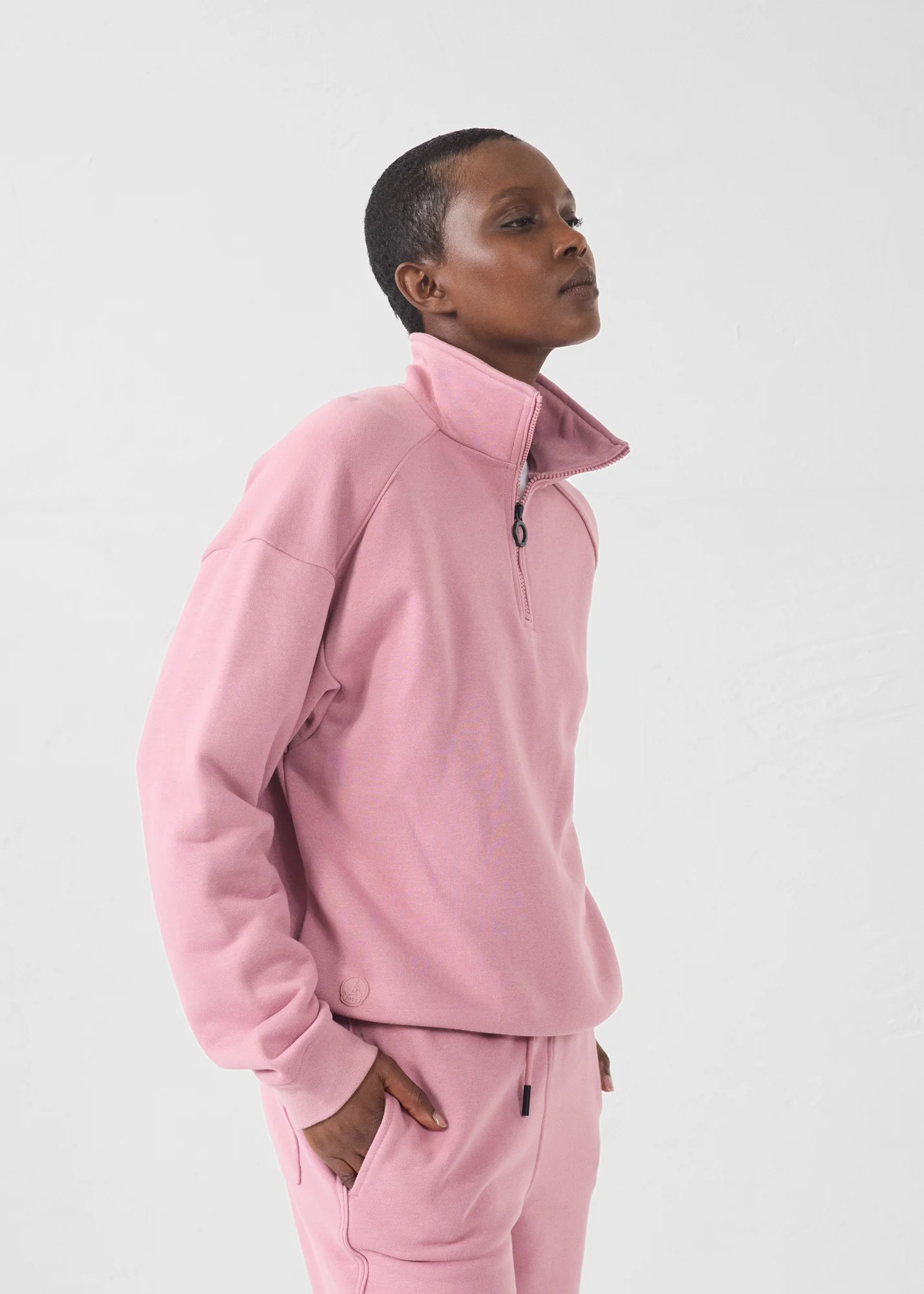 Sweatshirt demi-zippé Rose antique Line - Image 7
