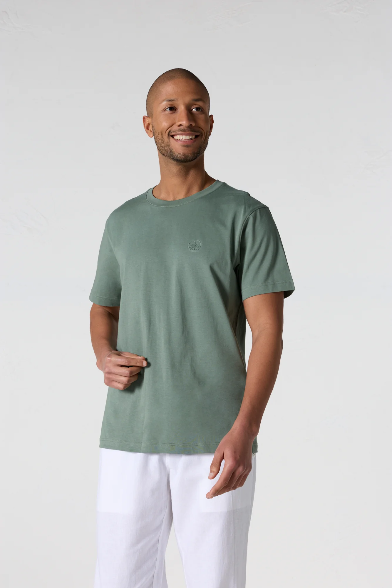 T-shirt Ă col rond homme en coton Vert sauge Pedro