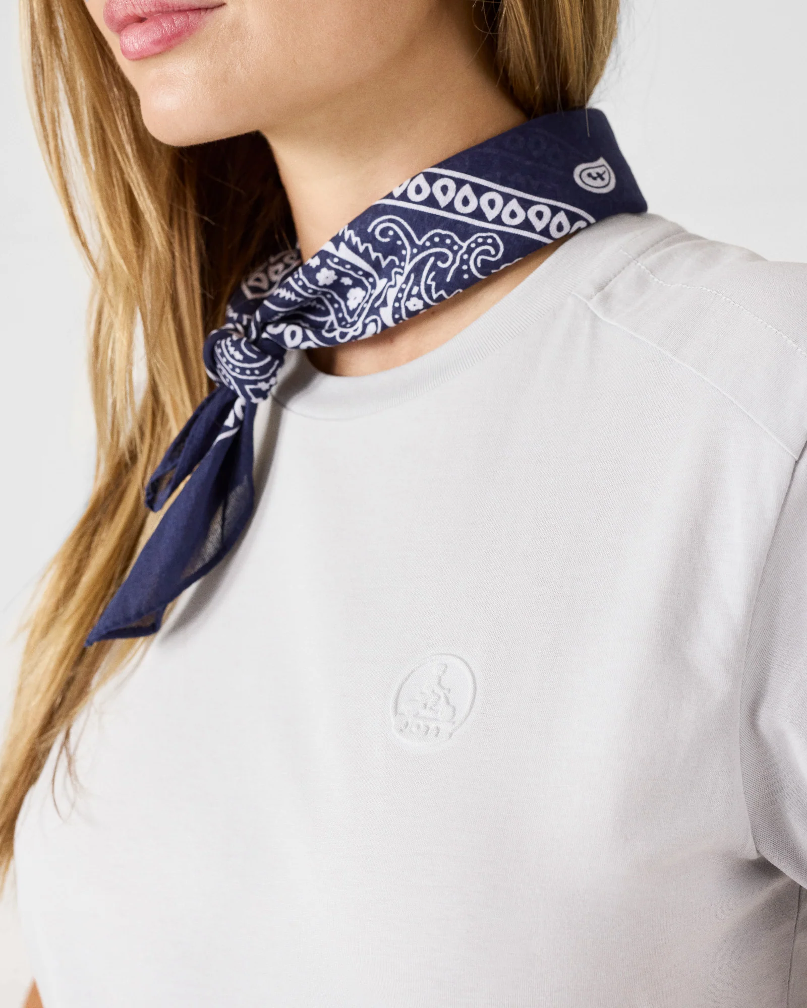 T-shirt col rond en coton Gris glace Espar - Image 3