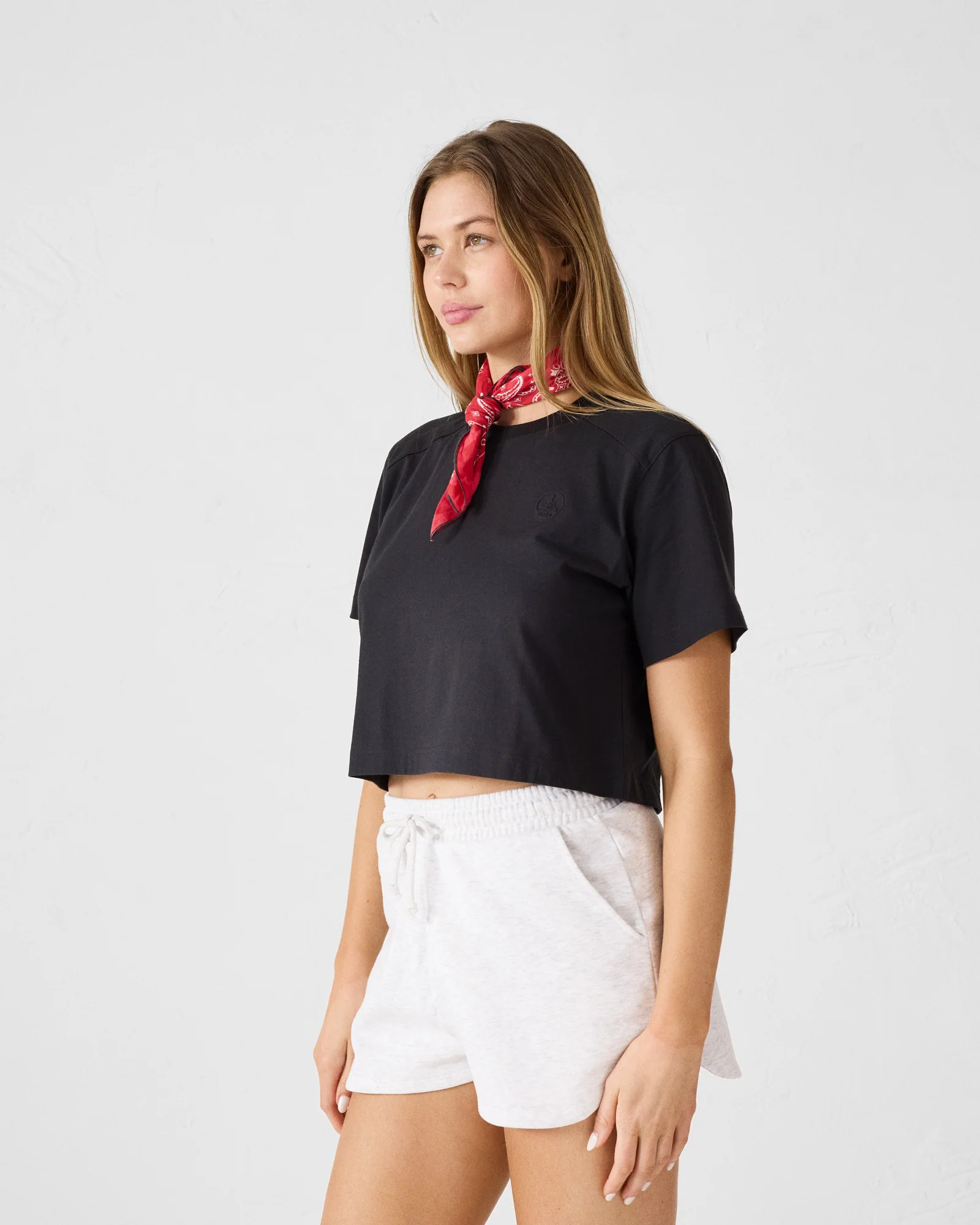 T-shirt col rond en coton Noir Mazu - Image 3