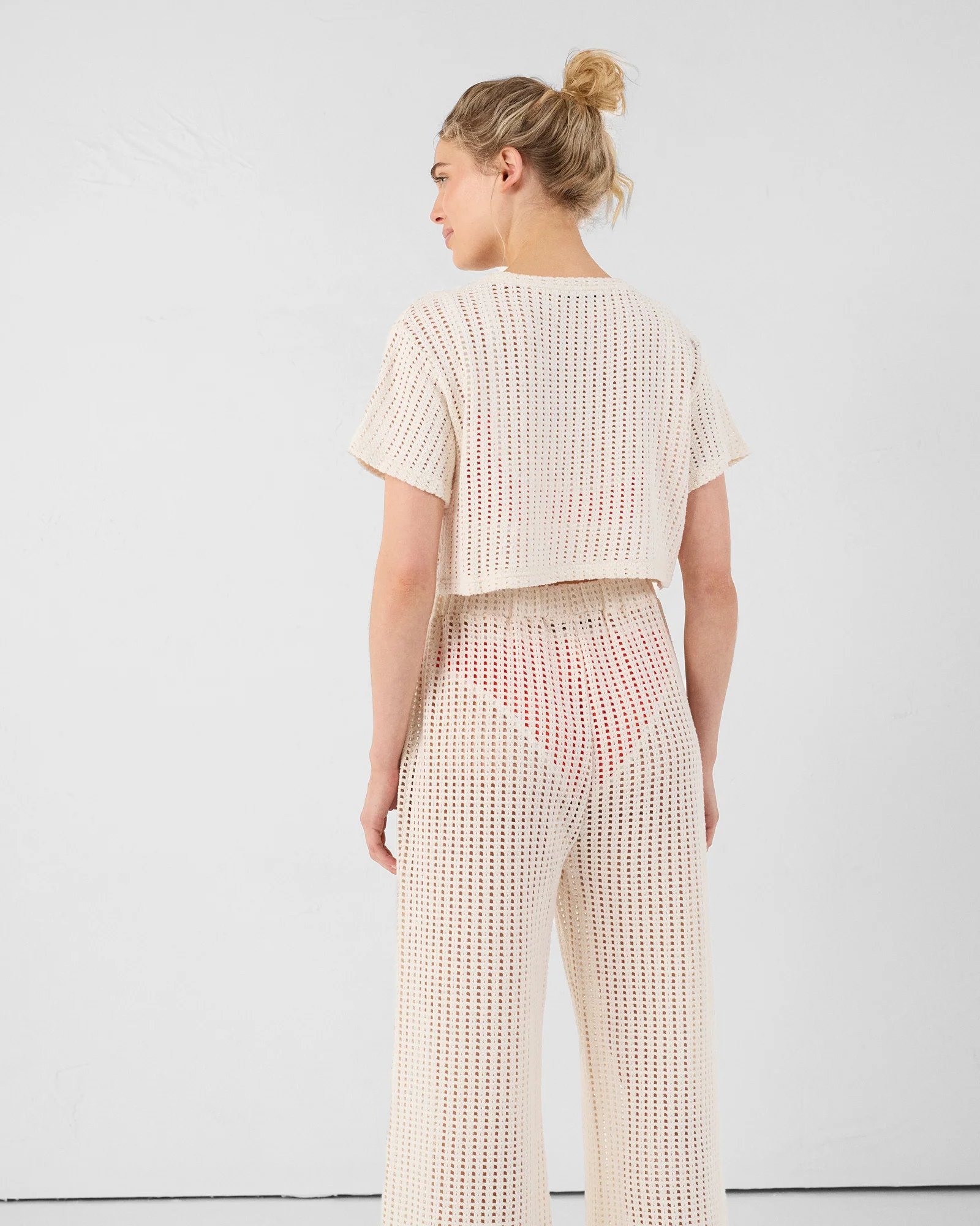 T-shirt col rond en maille de coton Naturel Giada - Image 4