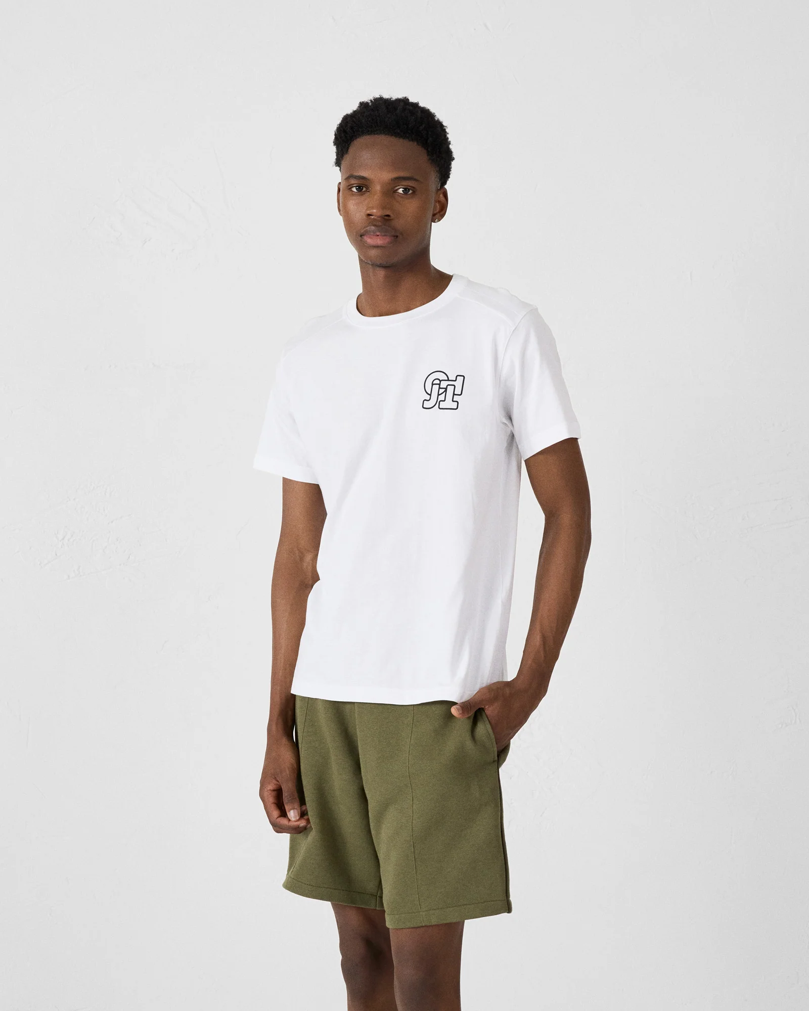 T-shirt col rond homme en coton Blanc Pedro mono