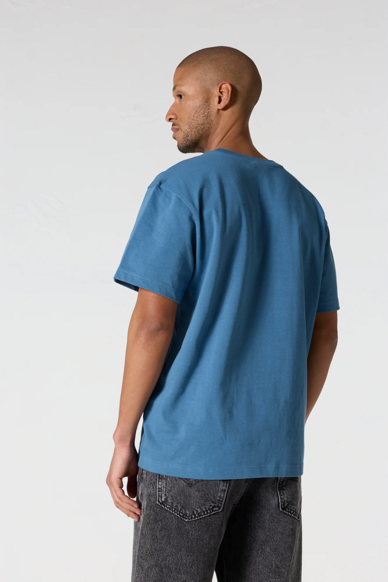 T-Shirt col rond mixte Bleu jeans Andrea - Image 10