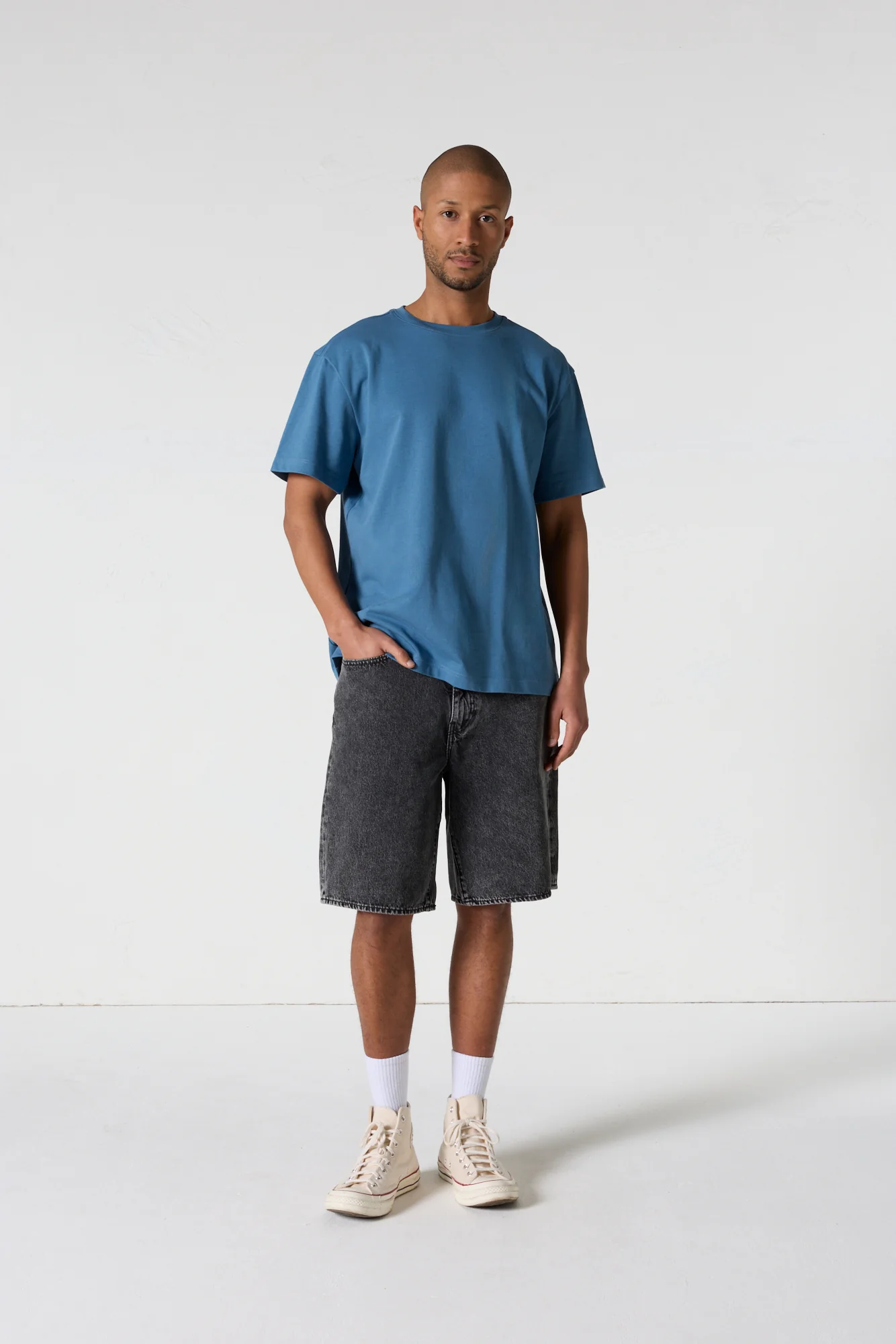 T-Shirt col rond mixte Bleu jeans Andrea - Image 6
