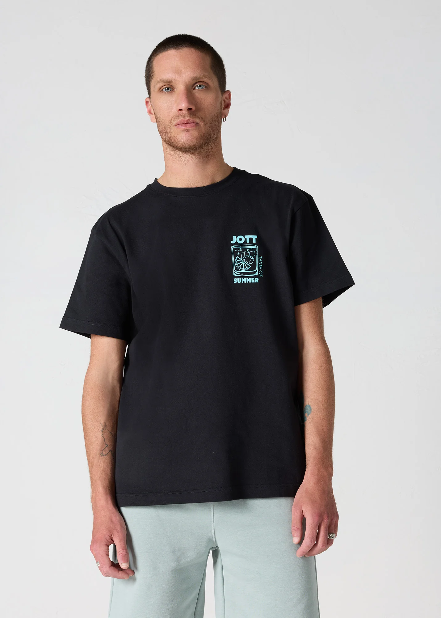 T-shirt col rond mixte imprimé Noir Samet