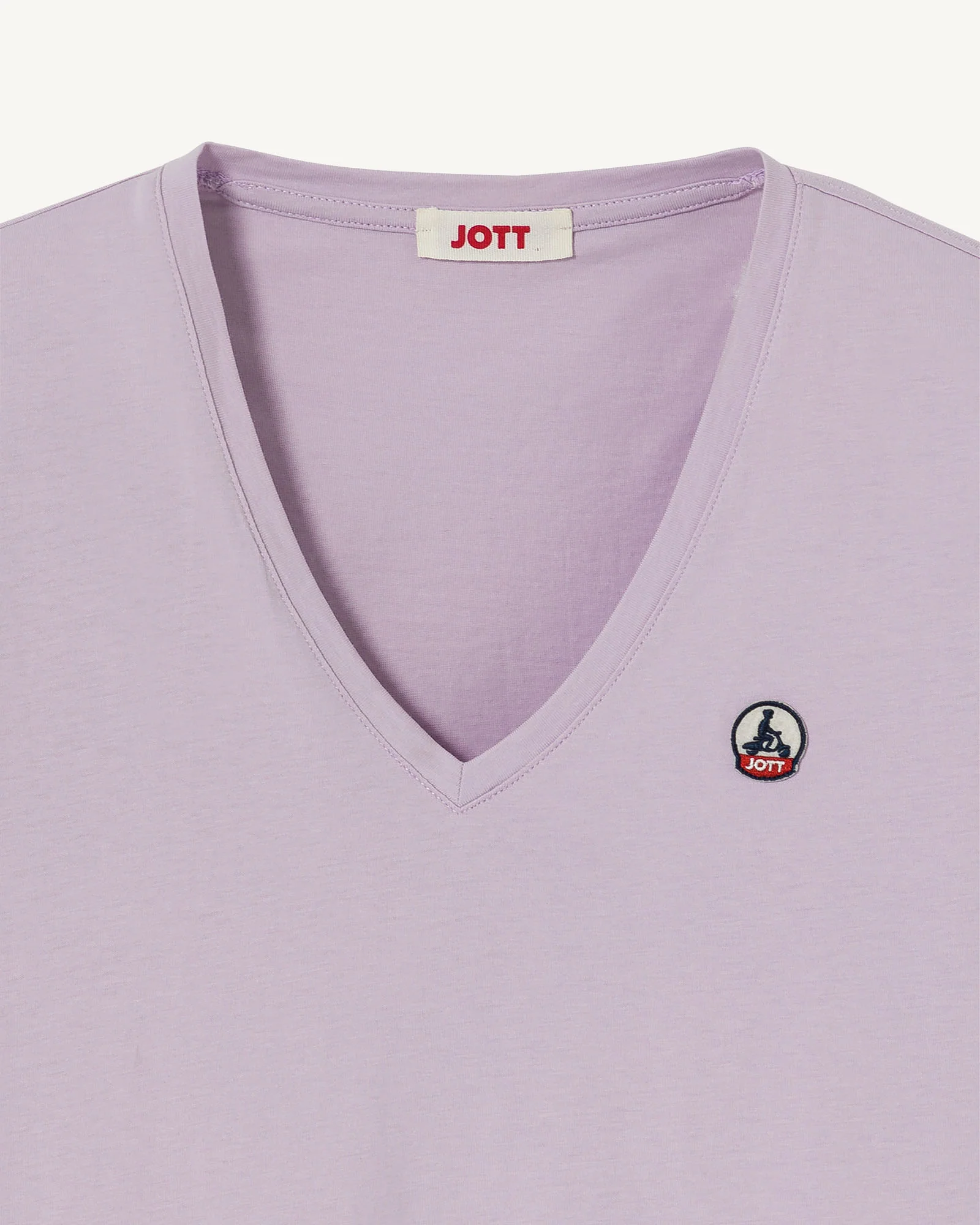 T-shirt uni col V en coton biologique Mauve pâle Cancun 2.0 - Image 2