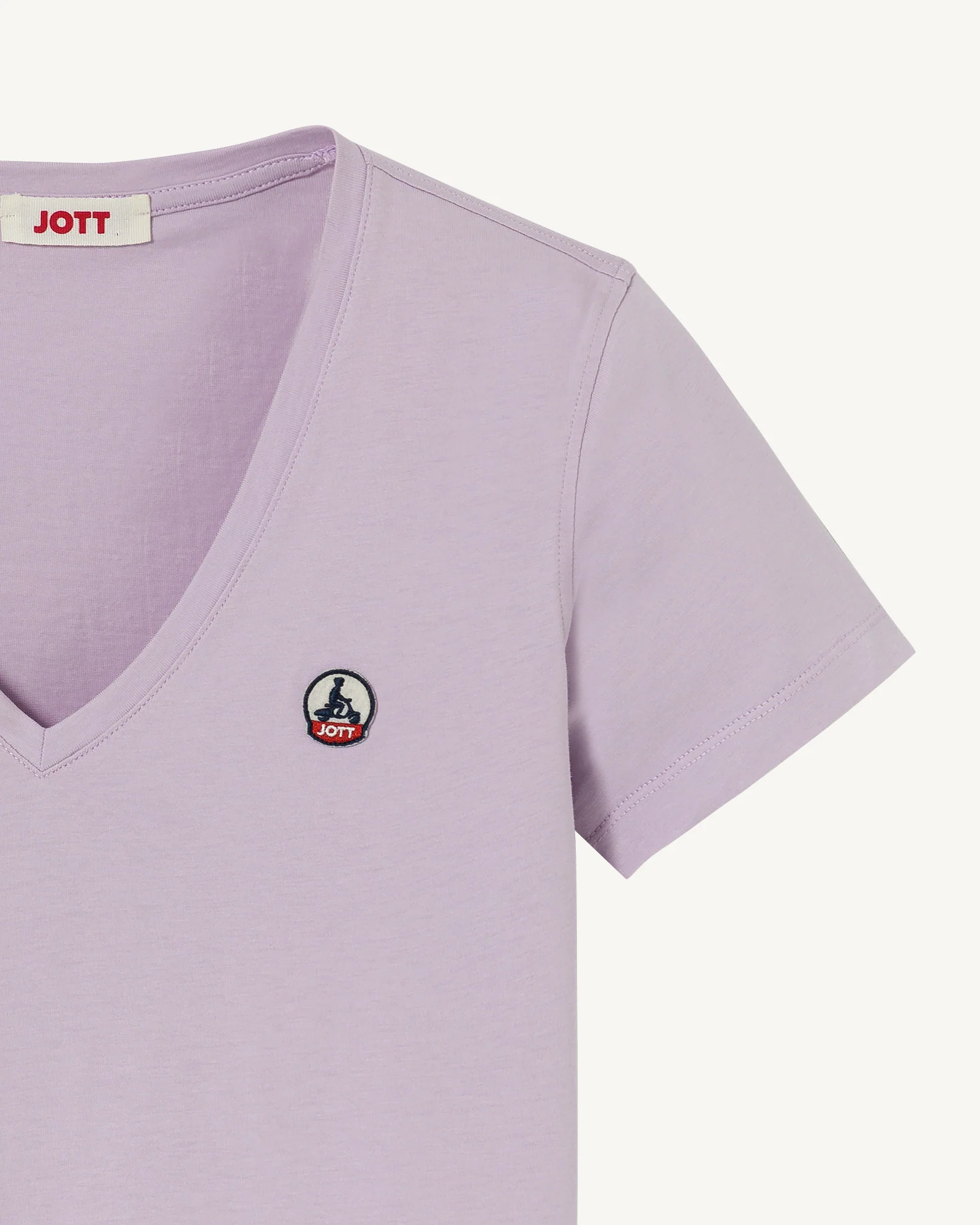 T-shirt uni col V en coton biologique Mauve pâle Cancun 2.0 - Image 3
