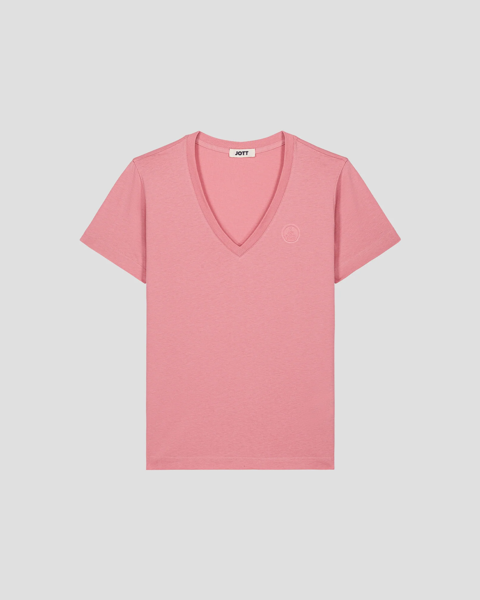 T-shirt uni col V en coton Pink antique Sofia 2.0 - Image 2
