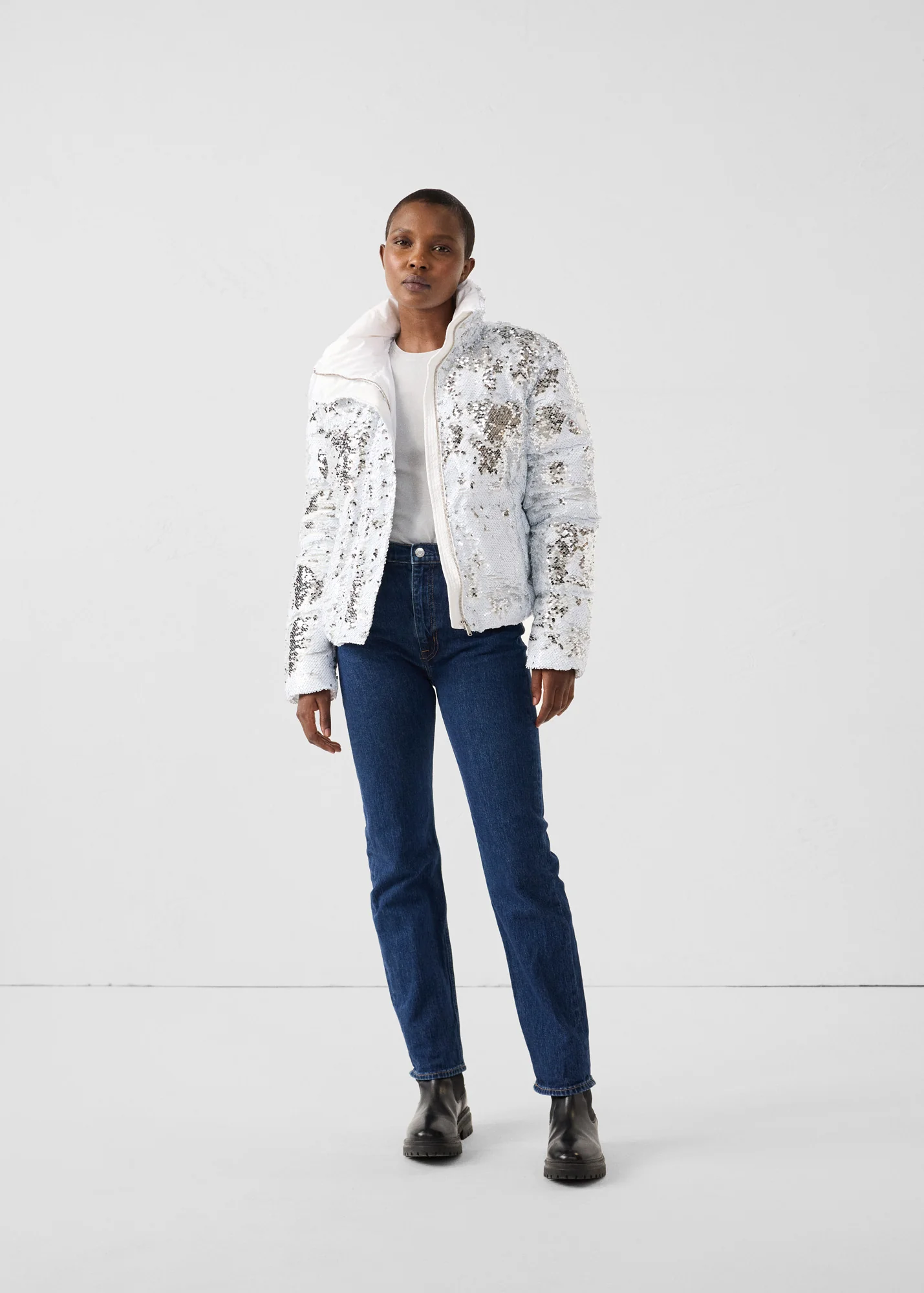 Veste Ă sequins Blanc/argent Isadora - Image 3