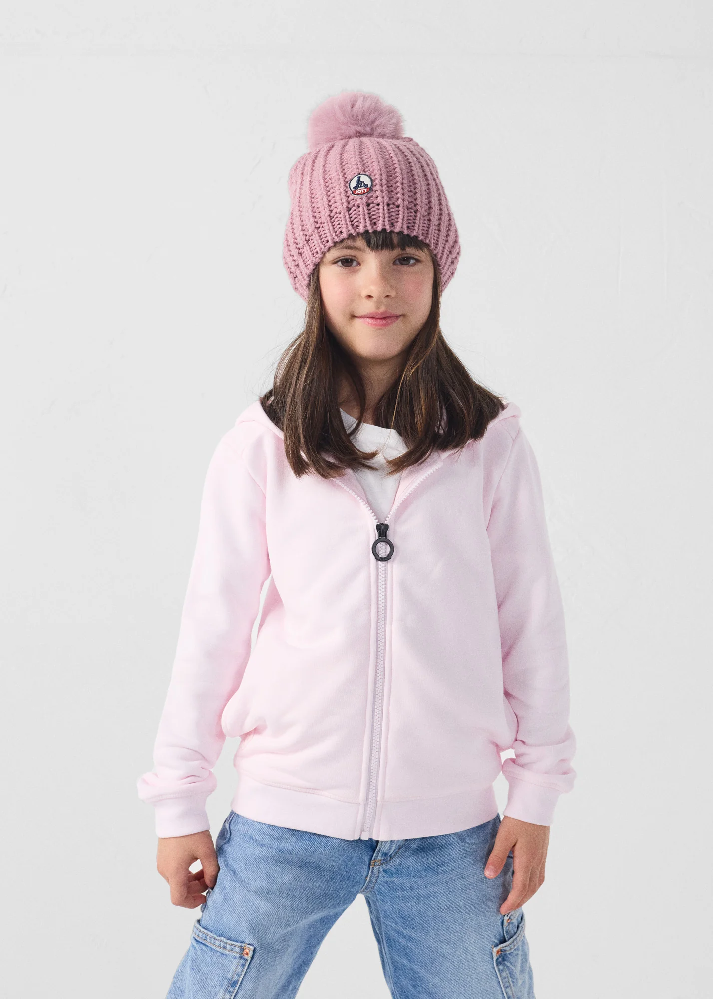 Veste enfant zippée à capuche Rose pétale Arie