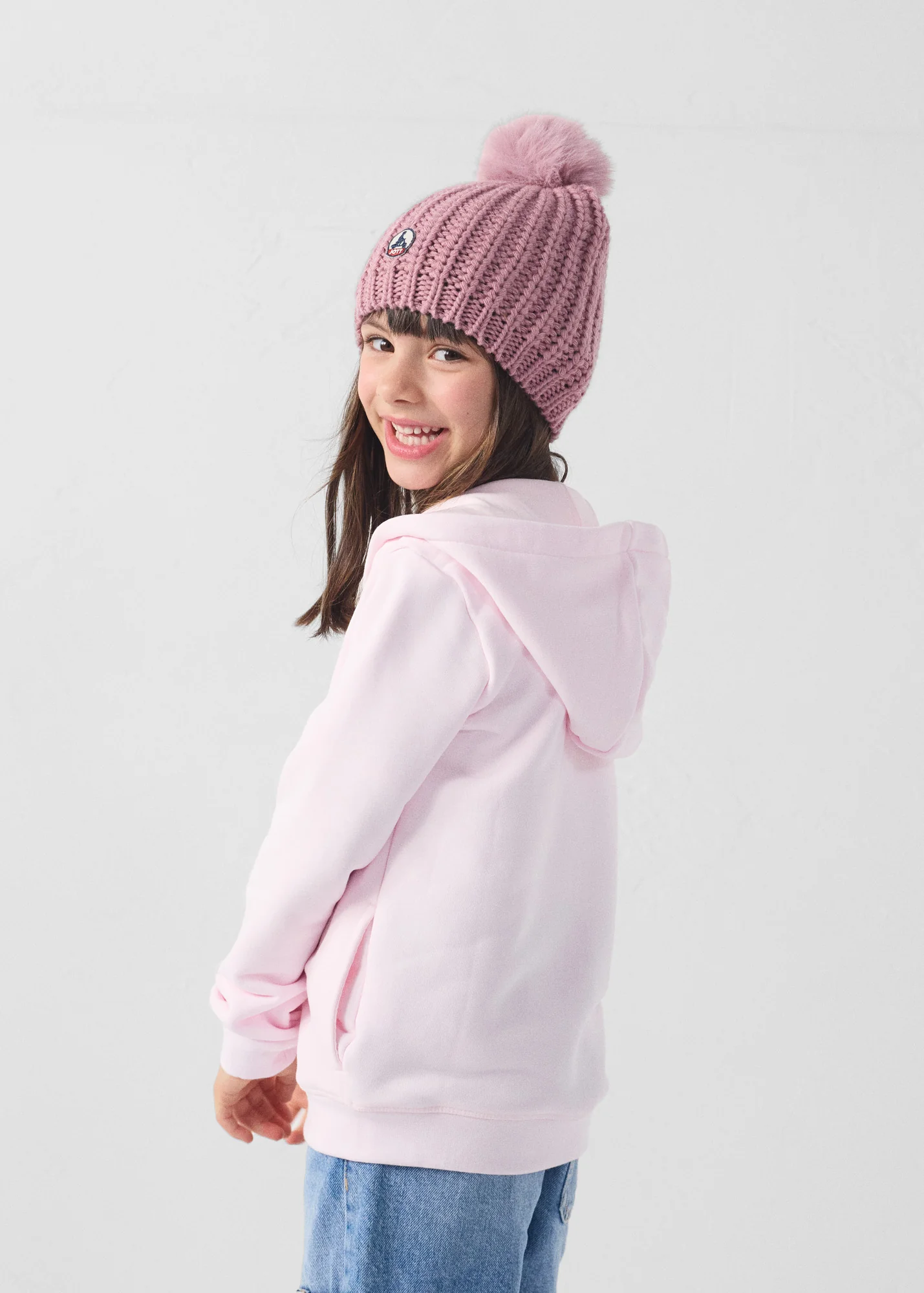 Veste enfant zippée à capuche Rose pétale Arie - Image 4