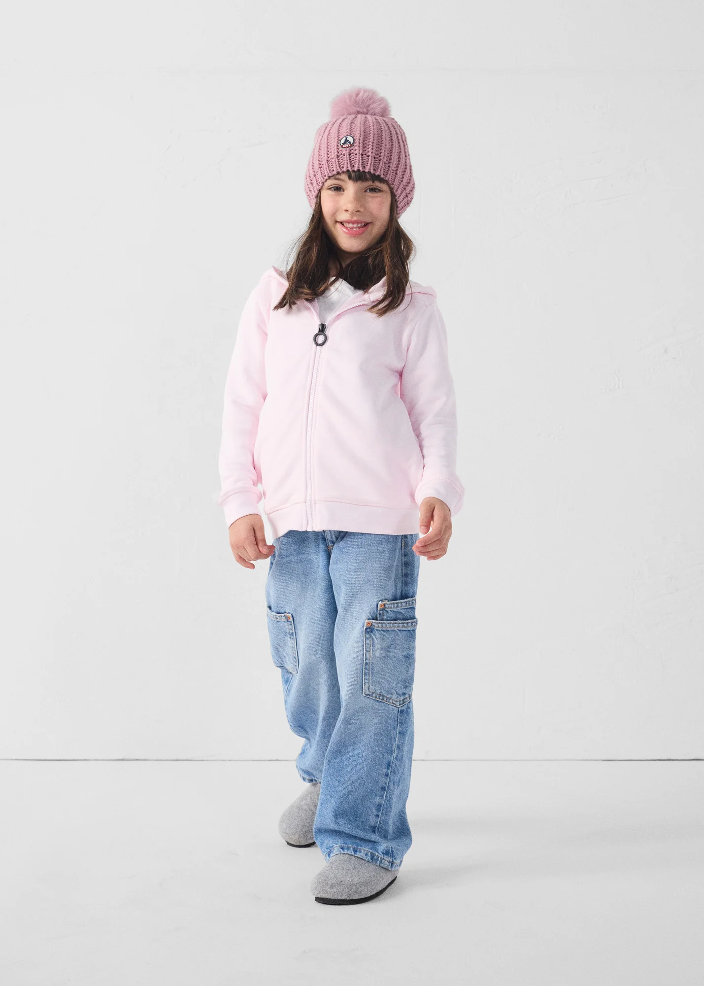 Veste enfant zippée à capuche Rose pétale Arie - Image 5