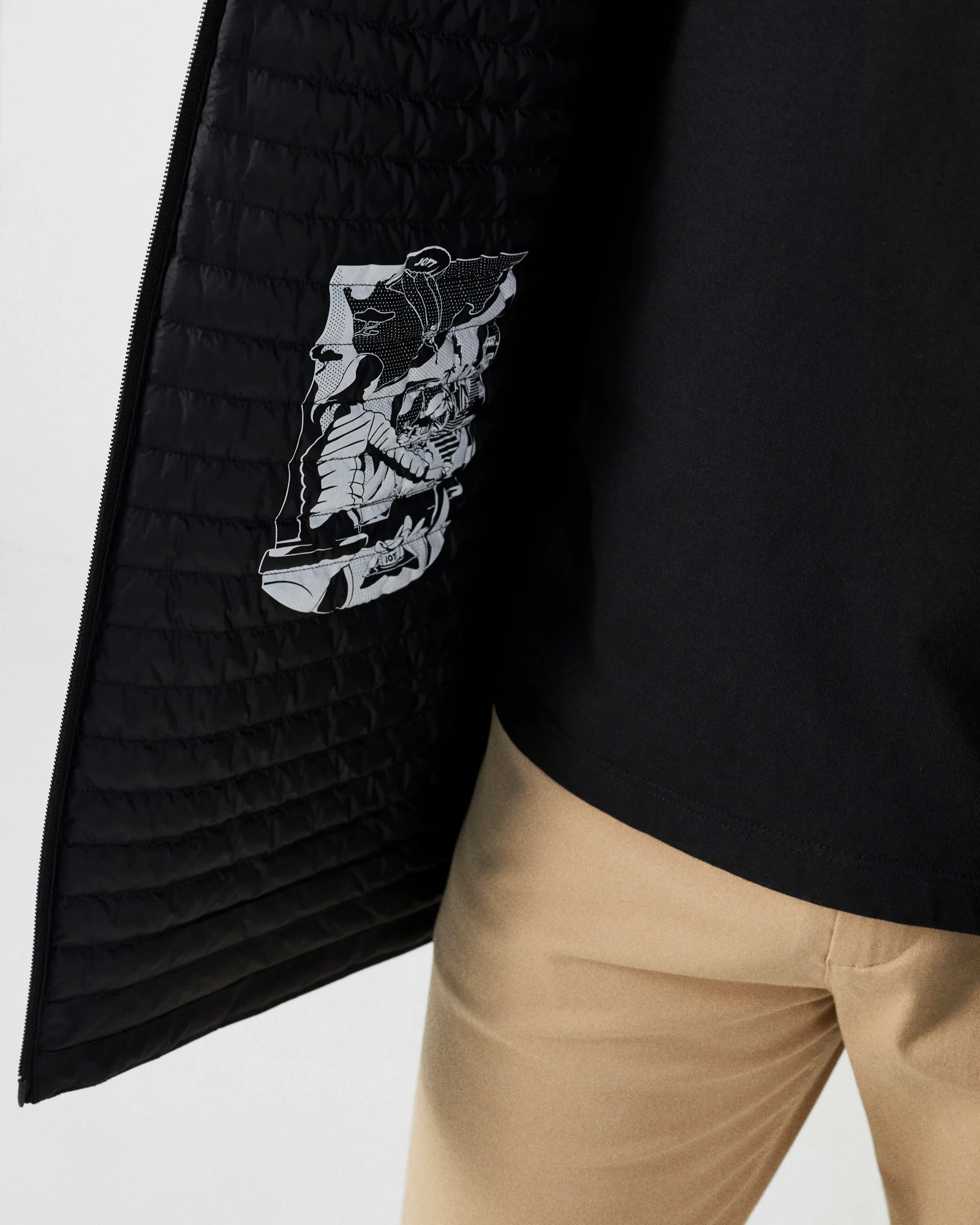 Veste longue ultralégère à capuche Noir Boris - Image 2