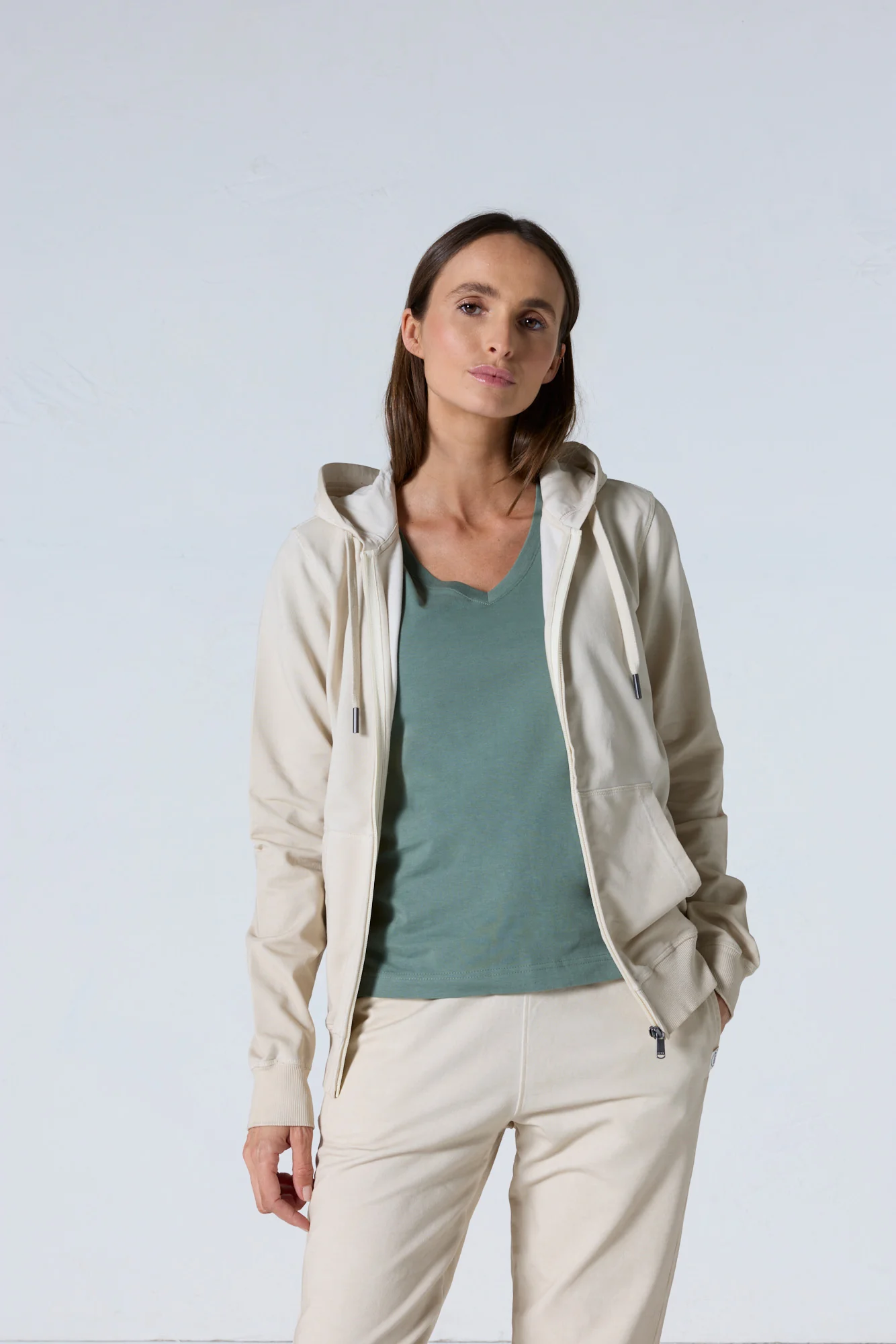 Veste zippée à capuche Naturel Sima