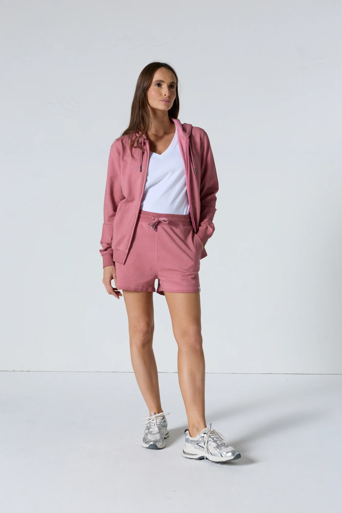 Veste zippée à capuche Pink antique Sima - Image 3