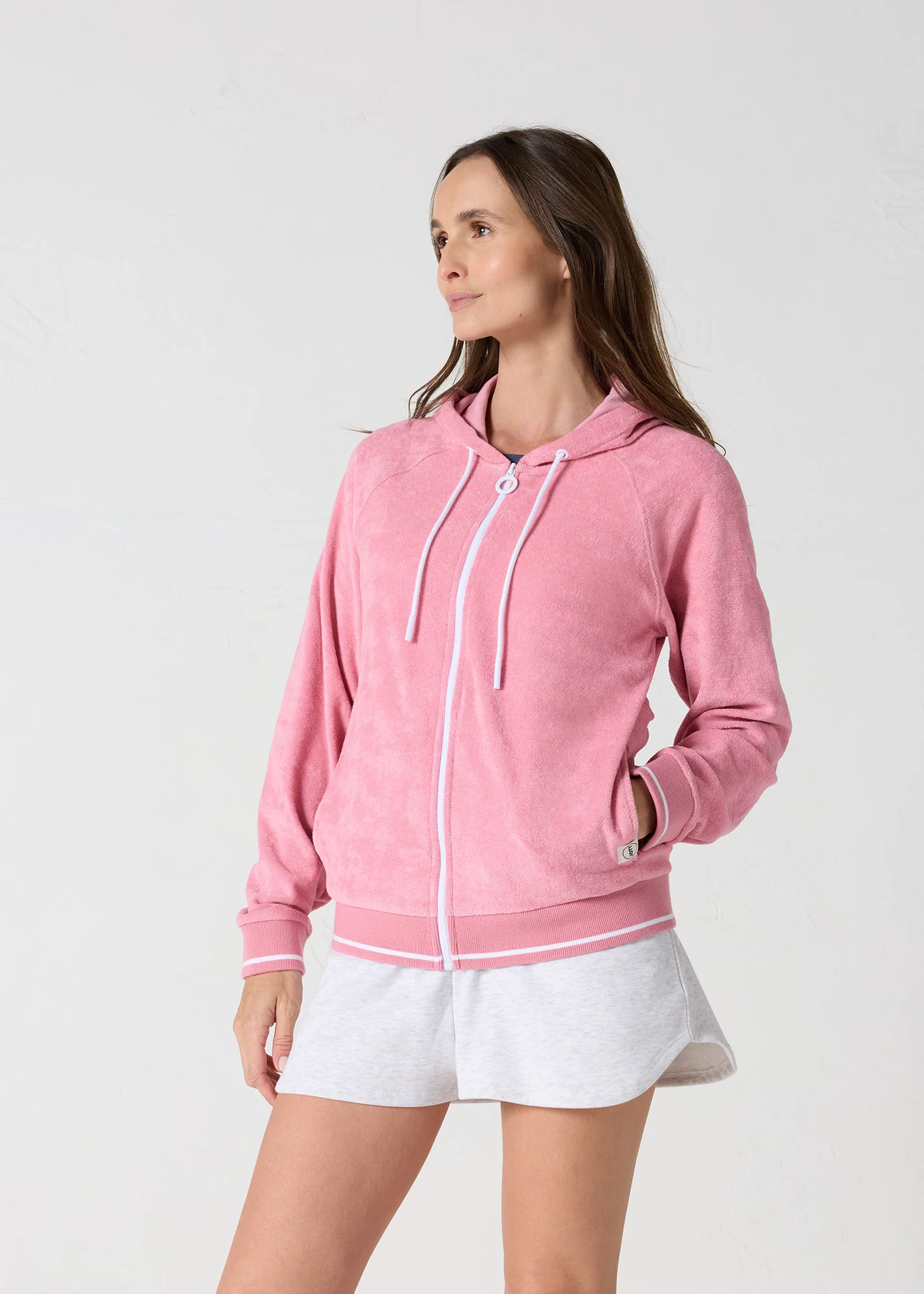 Veste zippée à capuche Pink antique Tellin