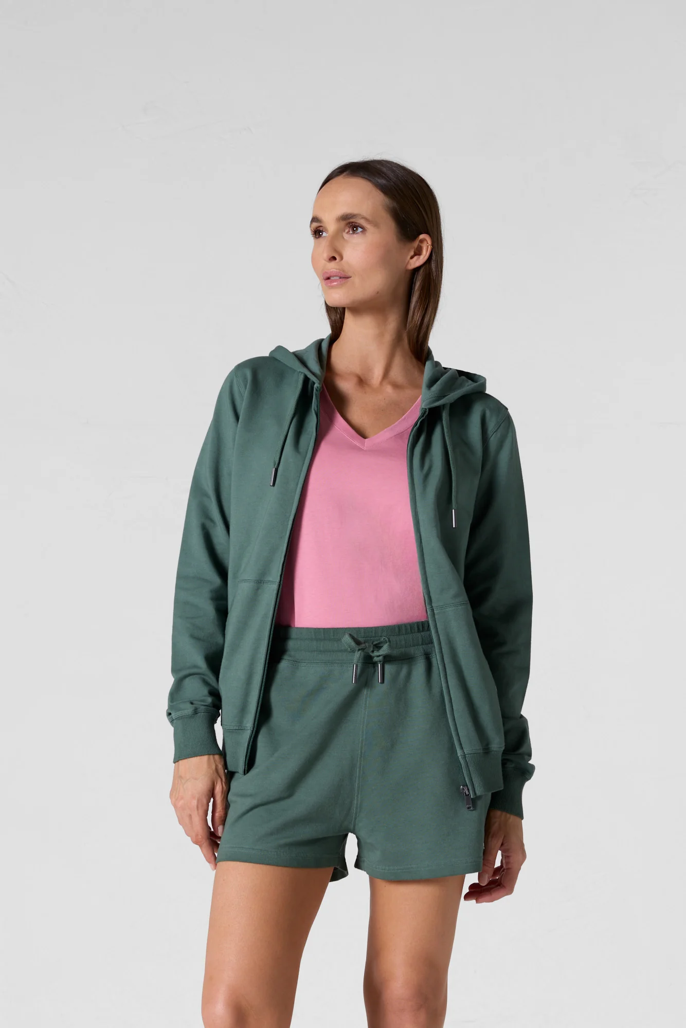 Veste zippée à capuche Vert sauge Sima - Image 2